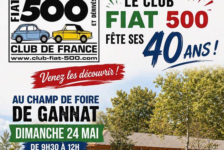 <strong>Dimanche 24 mai</strong><small>© FIAT 500 et dérivés CLUB DE FRANCE</small>