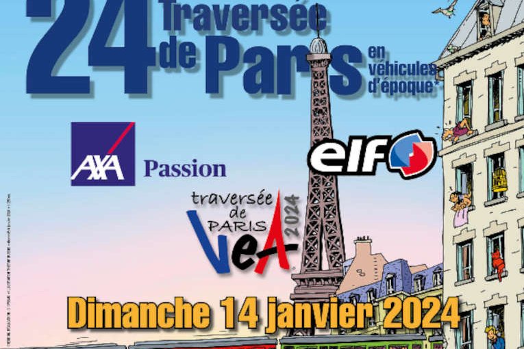 <strong>Affiche Traversée de Paris 2024</strong><small>© FIAT 500 et dérivés CLUB DE FRANCE</small>